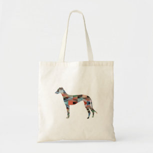 Bolsa Tote Greyhound Dog Geométrico Xadrez Silhouette