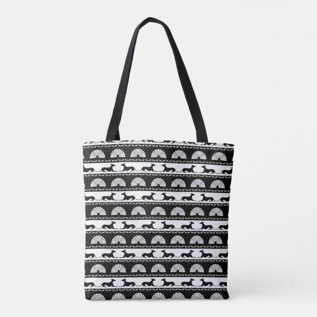Bolsa Tote Greyhound Silhouettes Black White Art Deco (Verso)