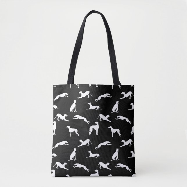 Bolsa Tote Greyt Greyhound Silhouettes - Branco em Preto (Frente)