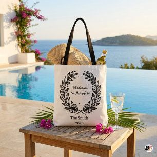 Bolsa Tote Grinalda Botânica Elegante Bem-vindo ao Paraíso Cu