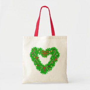 Bolsa Tote Grinalda do coração do Natal