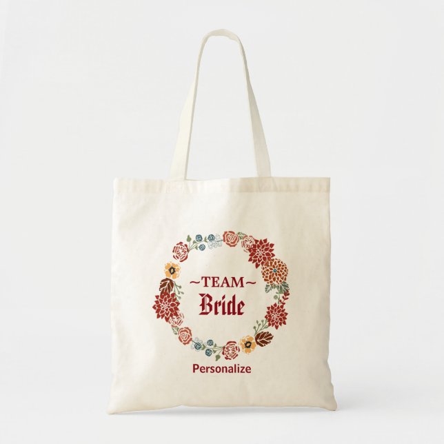 Bolsa Tote Grinalda floral do casamento de Borgonha (Frente)