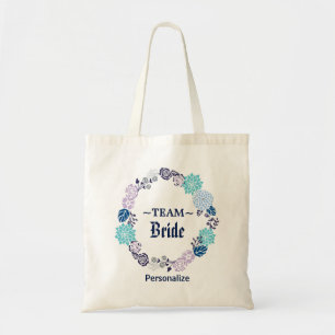 Bolsa Tote Grinalda floral do casamento dos azuis marinhos