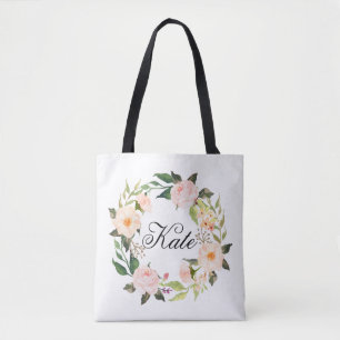 Bolsa Tote grinalda floral elegante personalizada