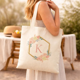Bolsa Tote Grinalda Floral Pastel Personalizada Damas de Honr