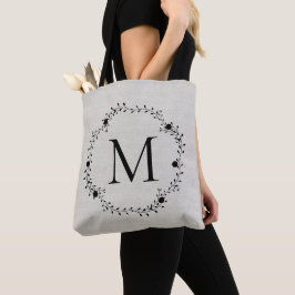 Bolsa Tote Grinalda monogramada com fundo de aspecto de linho