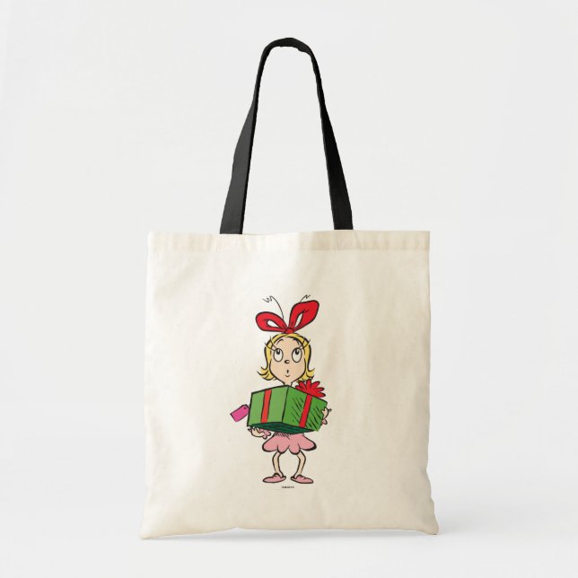 Bolsa Tote Grinch | Cindy-Lou Who - Segurando Presente (Frente)