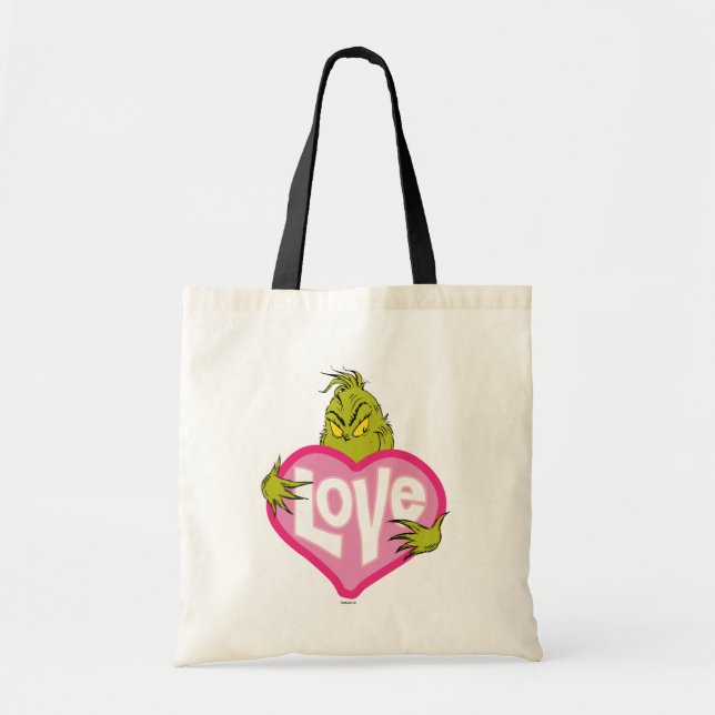 Bolsa Tote Grinch | Coração Rosa Amor (Frente)