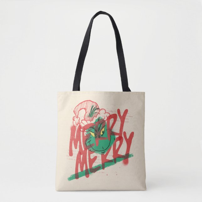 Bolsa Tote Grinch | Grunge Gráfico Alegre Alegre (Frente)
