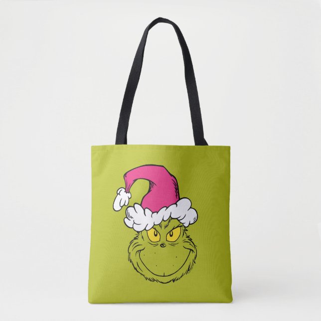 Bolsa Tote Grinch in Pink Santa Hat (Frente)