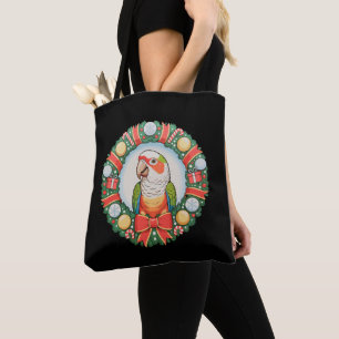Bolsa Tote Gringo de Natal Papagaio Conura de Bochecha Verde