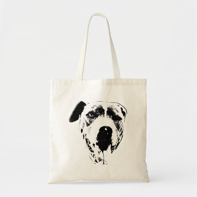 Bolsa Tote Grinning Pup — Pitbull Misture Close Crop (Frente)