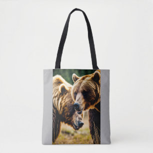 Bolsa Tote Grizzly Bear vs Bull Showdown – Alta Definição Rea
