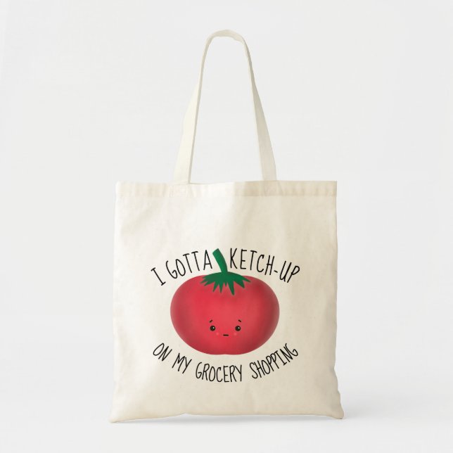 Bolsa Tote Grocería de Ketchup de Tomato Bonito Comprando (Frente)