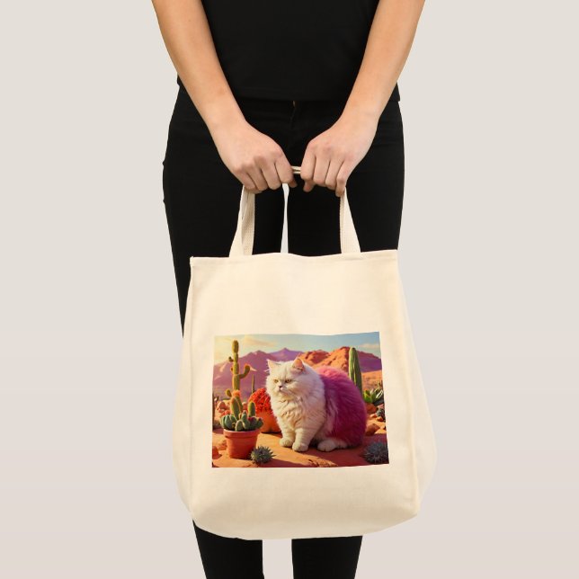 Bolsa Tote Grocery Bag with Cat Illustration  (Frente (produto))