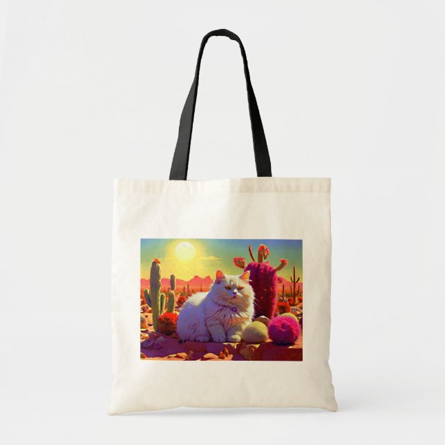 Bolsa Tote Grocery Bag with Cat Illustration (Frente)
