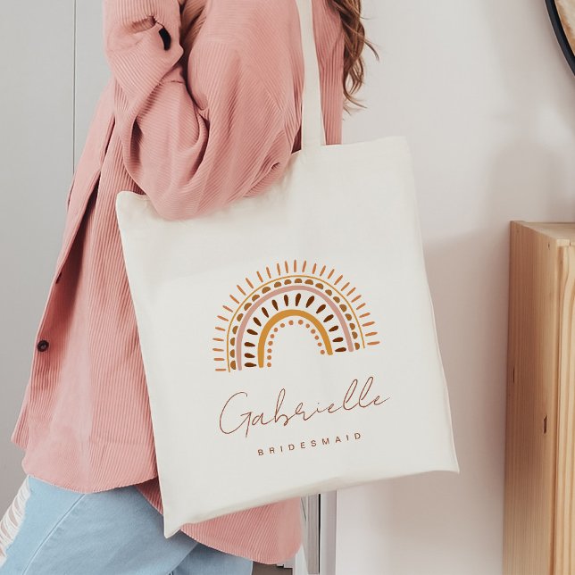 Bolsa Tote GROOVY Bohemian Rainbow Bridesmaid Tote Bag (Criador carregado)