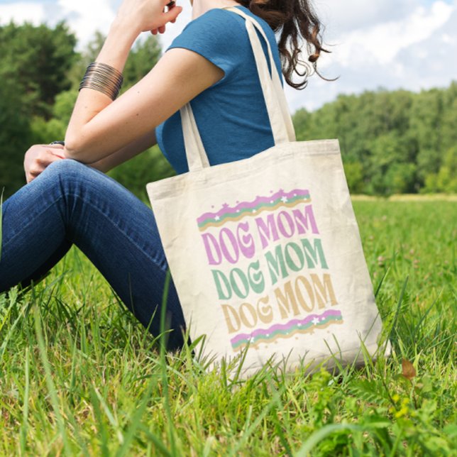 Bolsa Tote Groovy Dog Mãe Cachorro Canvas (Criador carregado)