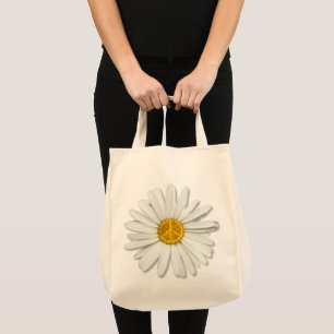 Bolsa Tote Groovy Flower White Daisy Hippie - Símbolo de Sina