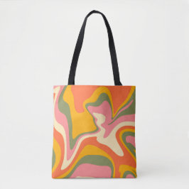 Bolsa Tote Groovy Liquified Marble Retro 60s Vintage