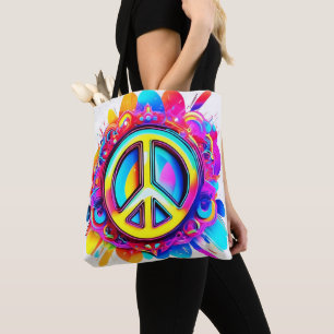 Bolsa Tote Groovy Peace Vibes