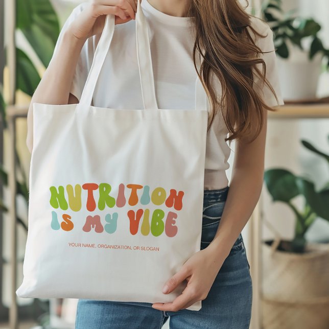 Bolsa Tote Groovy Retro Nutrition é minha visão, nutricionist (Criador carregado)