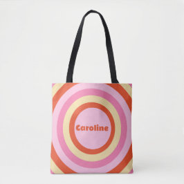 Bolsa Tote Groovy Retro Vintage Anos Setenta Nome de Círculo 