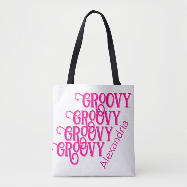Bolsa Tote Groovy Rosa Personalizado (Frente)