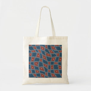 Bolsa Tote Groovy Wavy Trippy 60s Flor Verifica Vermelho Azul