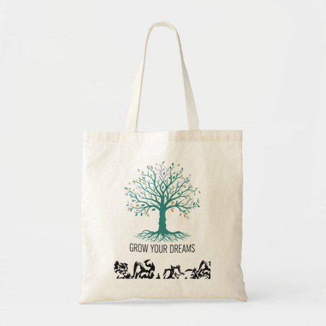 Bolsa Tote Grow Your Dreams Inspirational Motivational Grocer (Frente)