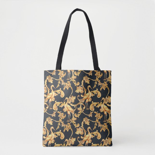 Bolsa Tote gruas barrocas ouros: ornamento rococó. (Frente)