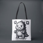 Bolsa Tote Grumpy Little Dino<br><div class="desc">Don't let the size fool you—this little dino has a big personality! Featuring a "grumpy but cute" cartoon dinosaur with steam coming out of its ears, this design is perfect for toddlers, teens, or anyone having one of "those" days. A fun, expressive piece for dinosaur lovers and fans of Japanese-style...</div>