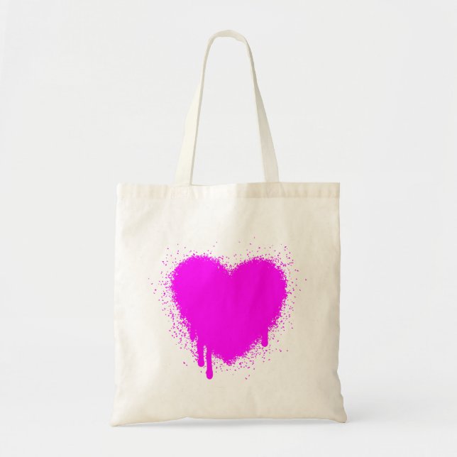 Bolsa Tote Grunge Heart - Magenta (Frente)