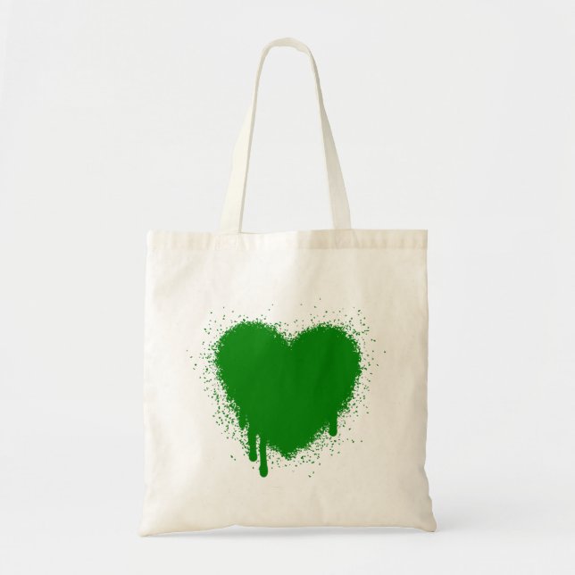 Bolsa Tote Grunge Heart - Verde (Frente)