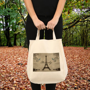 Bolsa Tote Grunge Totebag da torre Eiffel