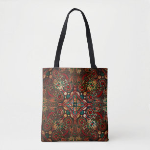 Bolsa Tote Grunge tradicional floral decorativo paisley banda