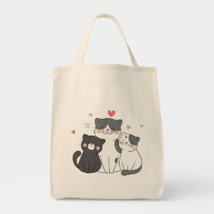 Bolsa Tote grupo de gatos bonitos   design de amante de gatos