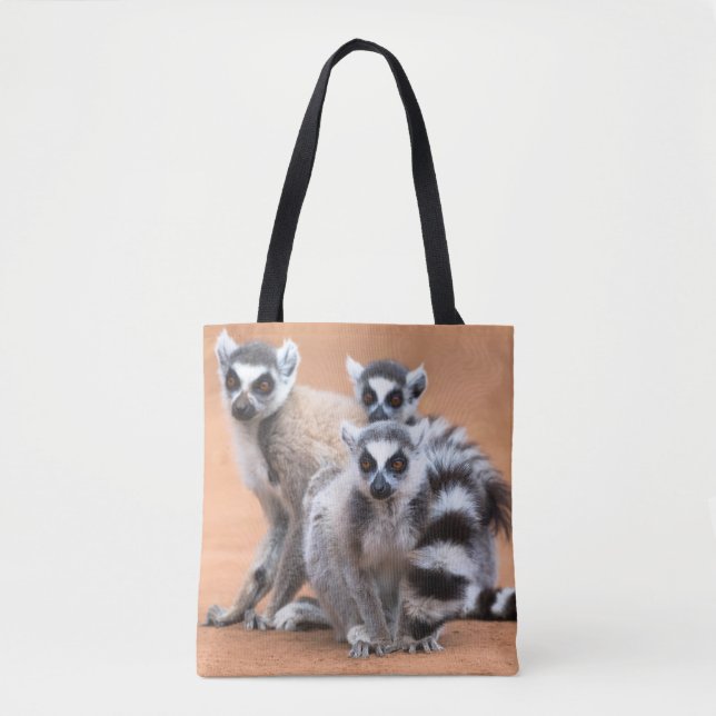 Bolsa Tote Grupo de lêmures-de-cauda-anelada (Frente)