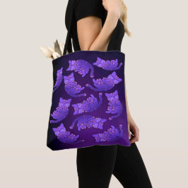Bolsa Tote Grupo de Neon Kitten Roxo