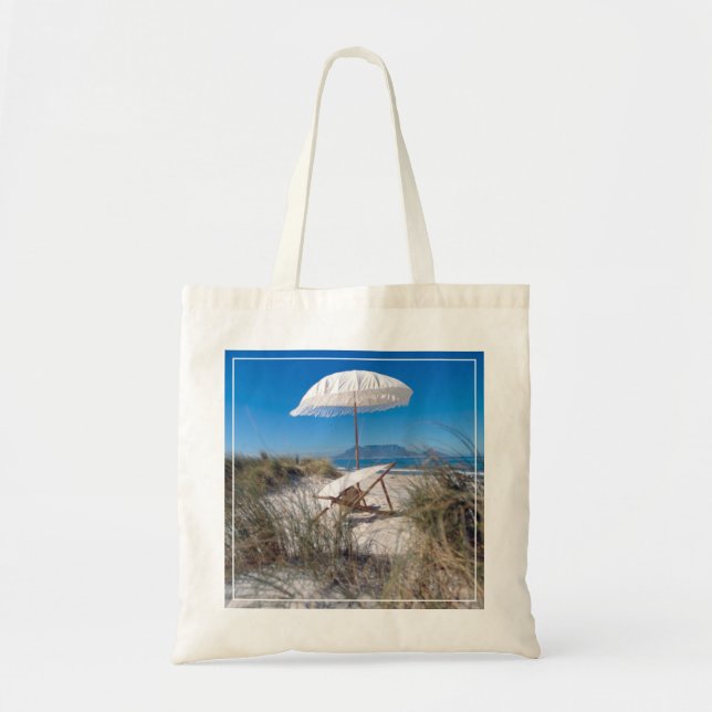 Bolsa Tote Guarda-chuva e cadeira na praia (Frente)