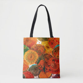 Bolsa Tote Guarda-chuvas Coloridos e Decorados em Sacola de C