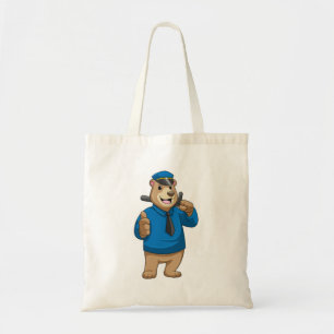 Bolsa Tote Guardar como agente da polícia com chapéu da políc