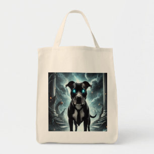 Bolsa Tote Guardião Escuro: Pitbull Preto com Gaze Hipopótica