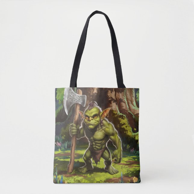 Bolsa Tote Guardião goblin da floresta. (Frente)