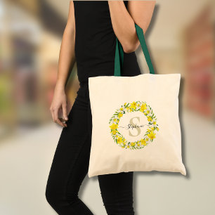 Bolsa Tote Guarlanda Personalizada de Narcisos Amarelos e Bra