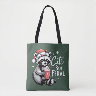 Bolsa Tote Guaxinim De Natal Fofo Mas Feroz Animal Engraçado