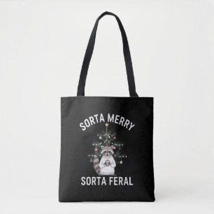 Bolsa Tote Guaxinim de Natal Meio Alegre Meio Feral Natal