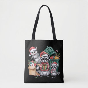 Bolsa Tote Guaxinim engraçado de Natal Gambá & Gatos de rua