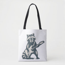 Bolsa Tote Guaxinim Engraçado Tocando Guitarra Elétrica
