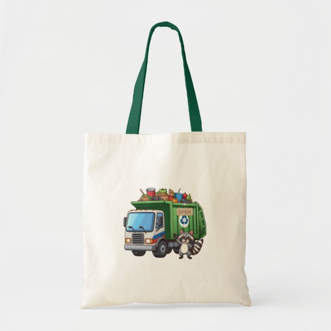 Bolsa Tote Guaxinim fofo e caminhão de "comida" (Frente)